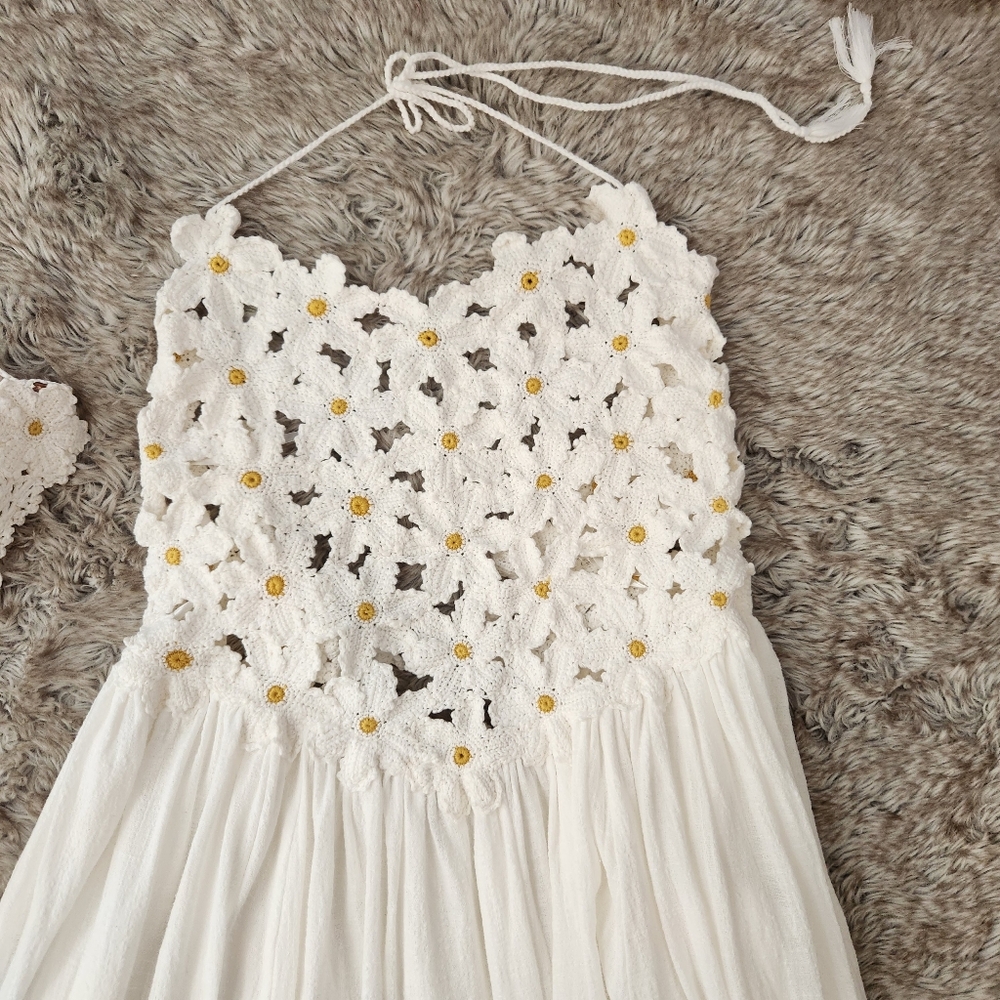 Free People Bali Spring Fling Maxi Dress Ivory Women's Size XL - Picture 7 of 15